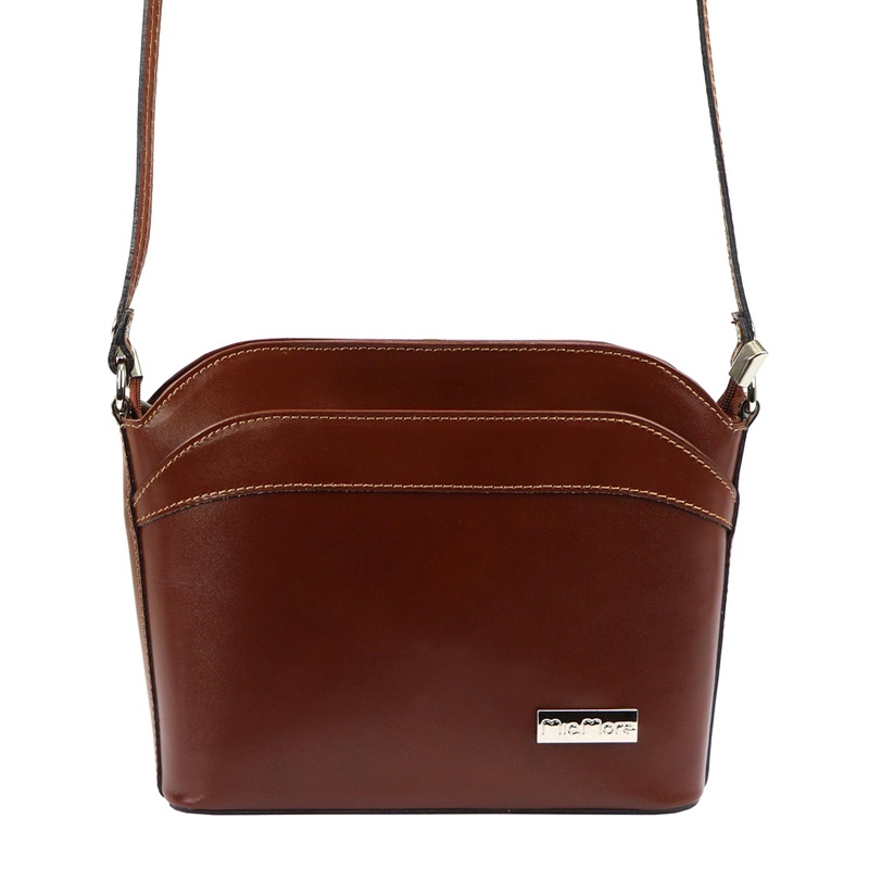 Mia More (Itálie) Malá kožená crossbody kabelka Mia More no. 009 tmavěhnědá