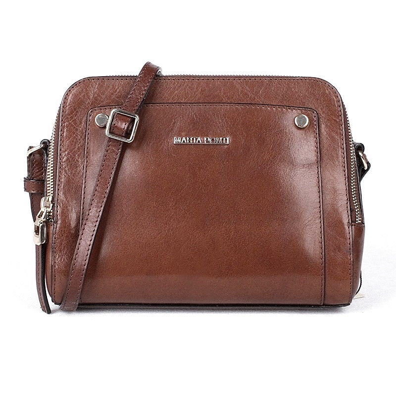 Luxusní dámská kožená crossbody kabelka Marta Ponti A12 hnědá