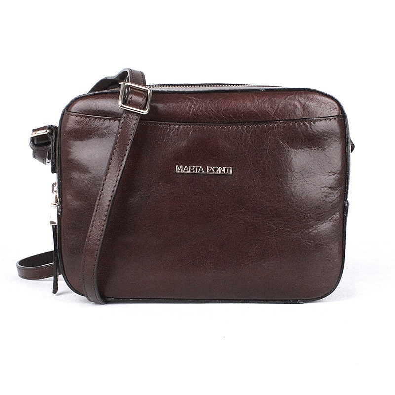 Luxusní dámská kožená crossbody kabelka Marta Ponti no. 8 tmavěhnědá