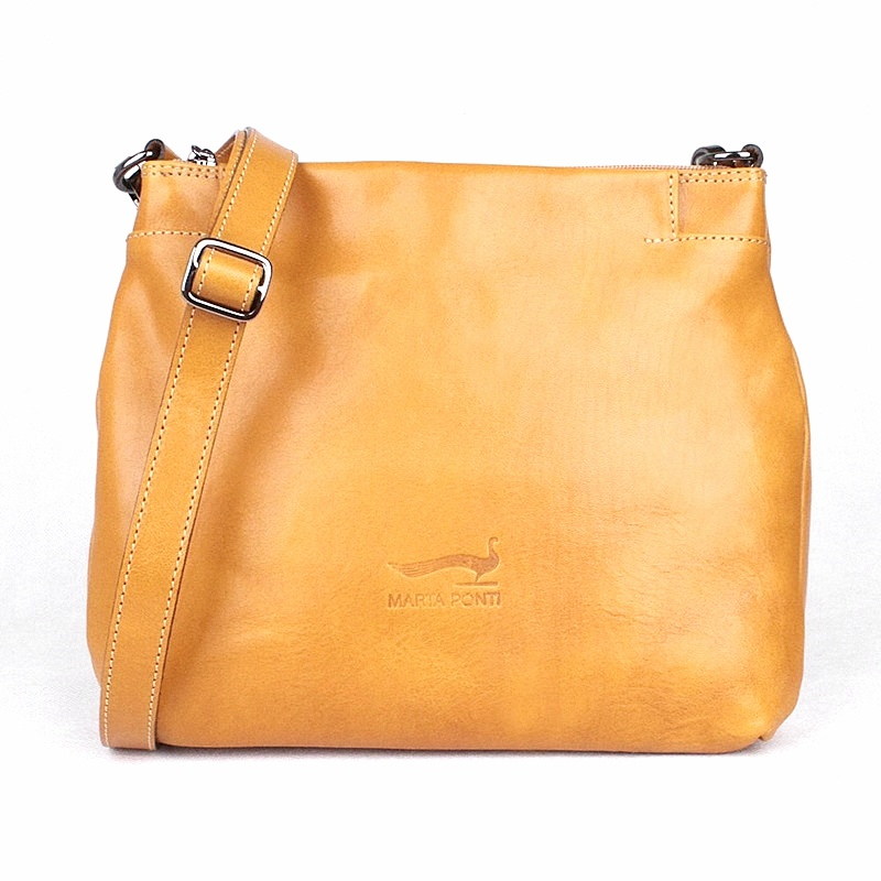 Luxusní dámská kožená crossbody kabelka Marta Ponti 6019 hořčicová