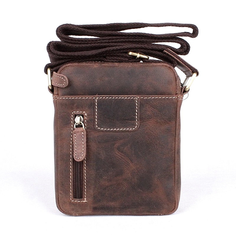 Malá pánská kožená crossbody taška HGL no. 621 tmavěhnědá