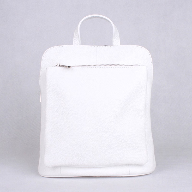 Vera Pelle Malý/střední bílý kožený batoh/crossbody kabelka no. 210, obsah cca. 5l