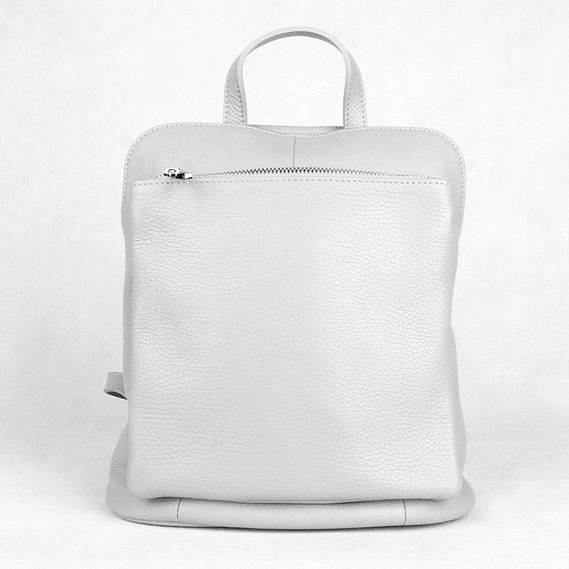 Malý/střední šedý kožený batoh/crossbody kabelka no. 210, obsah cca. 5l