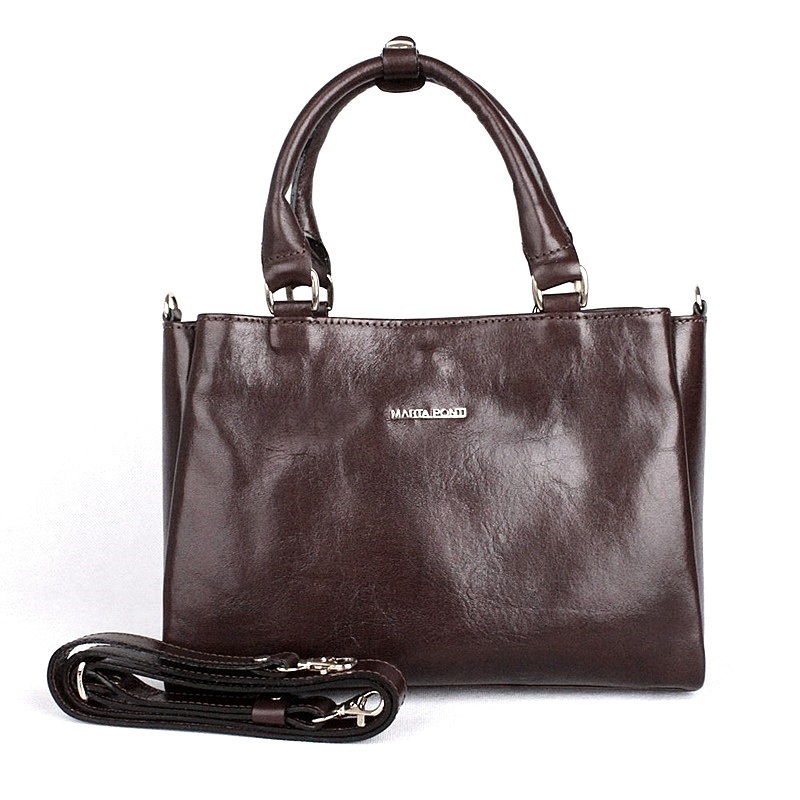 Luxusní tříoddílová dámská kabelka do ruky Marta Ponti no. 6204 tmavěhnědá