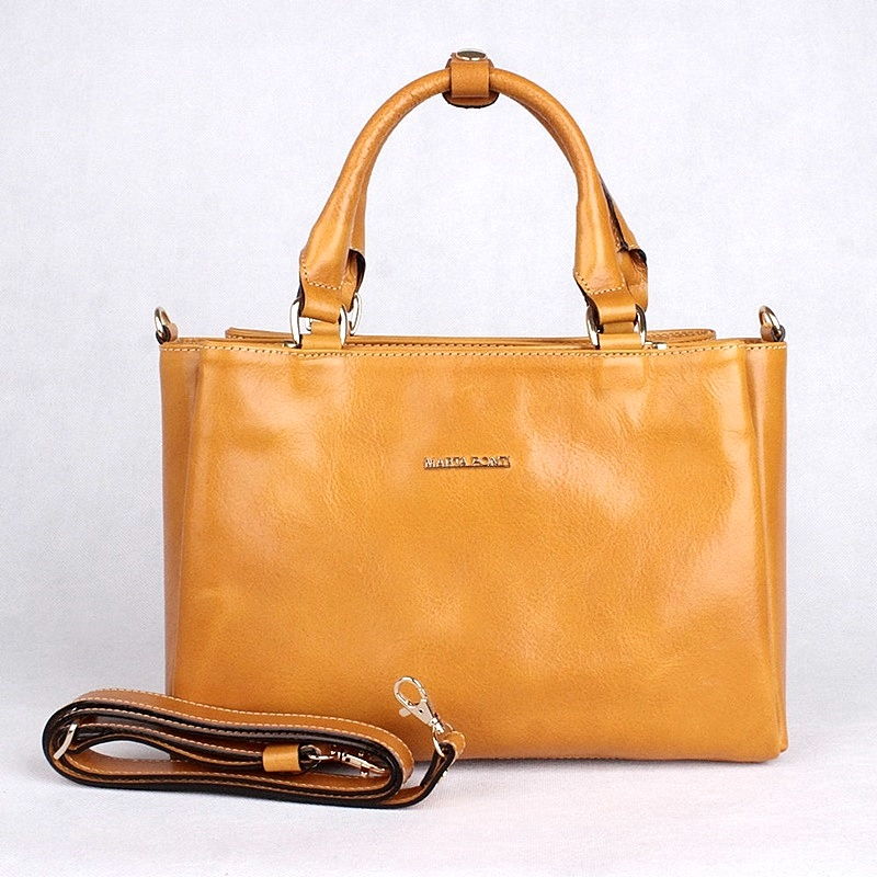 Luxusní tříoddílová dámská kabelka do ruky Marta Ponti no. 6204 hořčicová