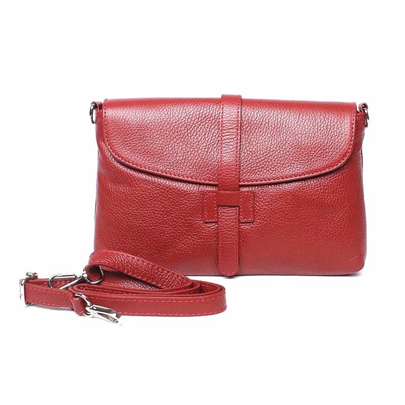 Vera Pelle Kožená kabelka na rameno/do ruky/crossbody no. 222 červená