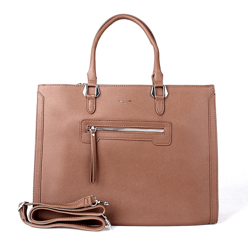 David Jones Paris Velká elegantní kabelka do ruky David Jones CM6572 hnědá