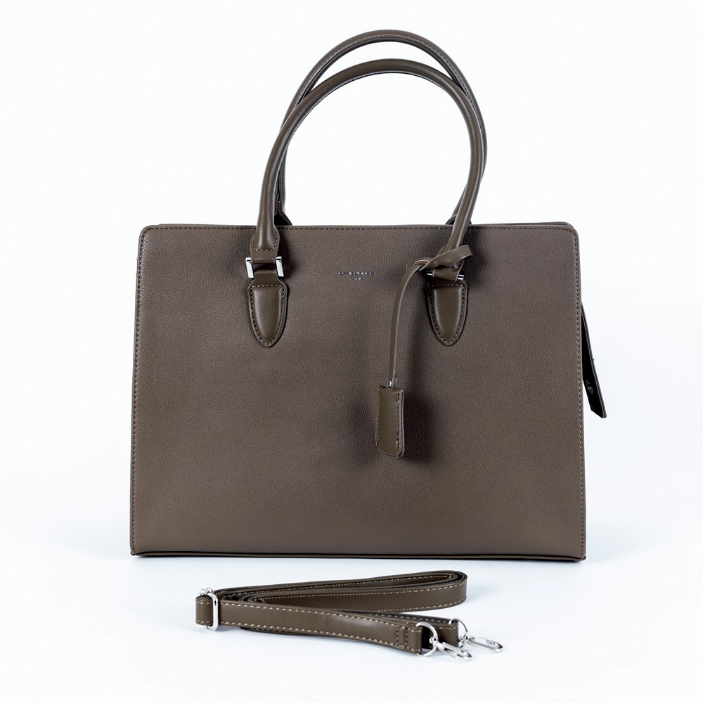 David Jones Paris Velká elegantní kabelka do ruky David Jones CH21083 olivově hnědozelená na formát A4