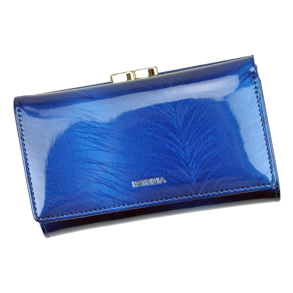 Lesklá kožená peněženka Patrizia Piu FF-108 modrá