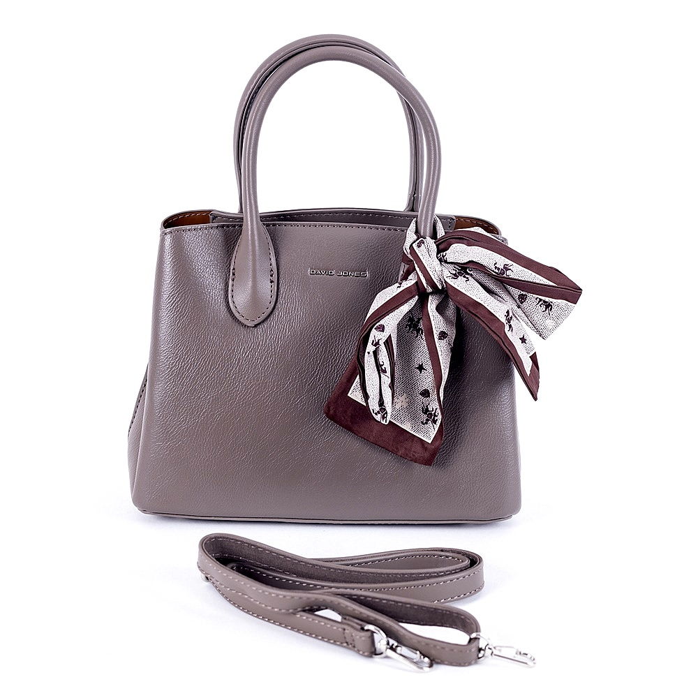 David Jones Paris Malá tříoddílová kabelka do ruky David Jones CH21035A tmavěšedá se šátkem