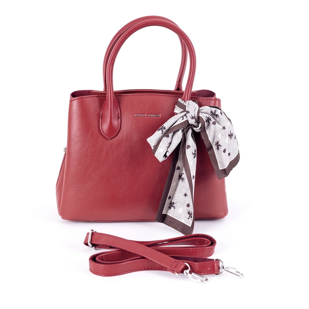 David Jones Paris Malá tříoddílová kabelka do ruky David Jones CH21035A červená se šátkem