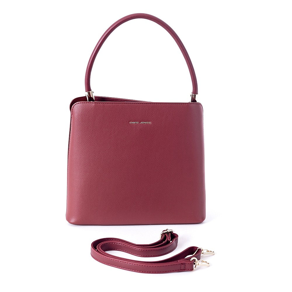 David Jones Paris Tříoddílová elegantní kabelka do ruky David Jones 6840-2 červená
