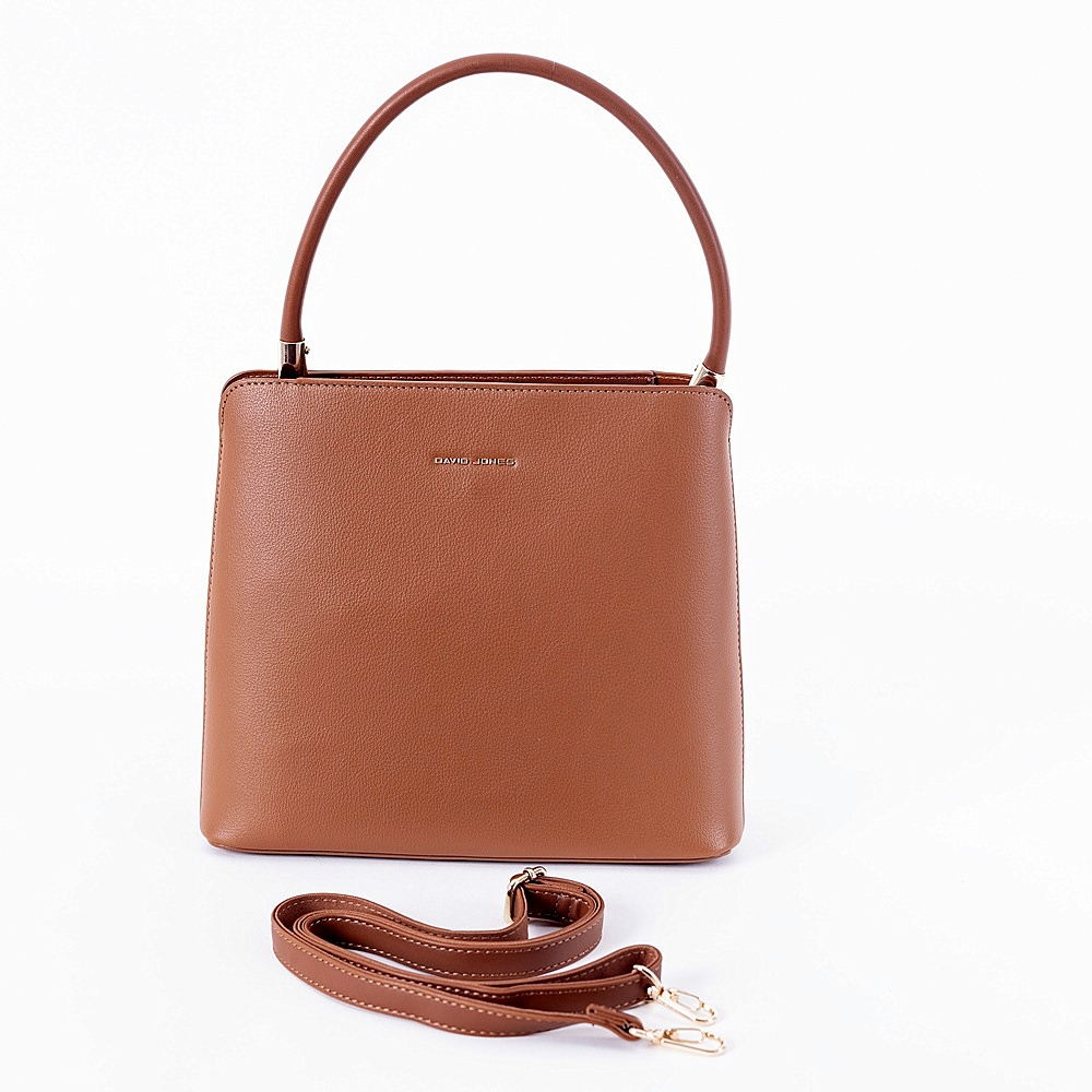 David Jones Paris Tříoddílová elegantní kabelka do ruky David Jones 6840-2 hnědá