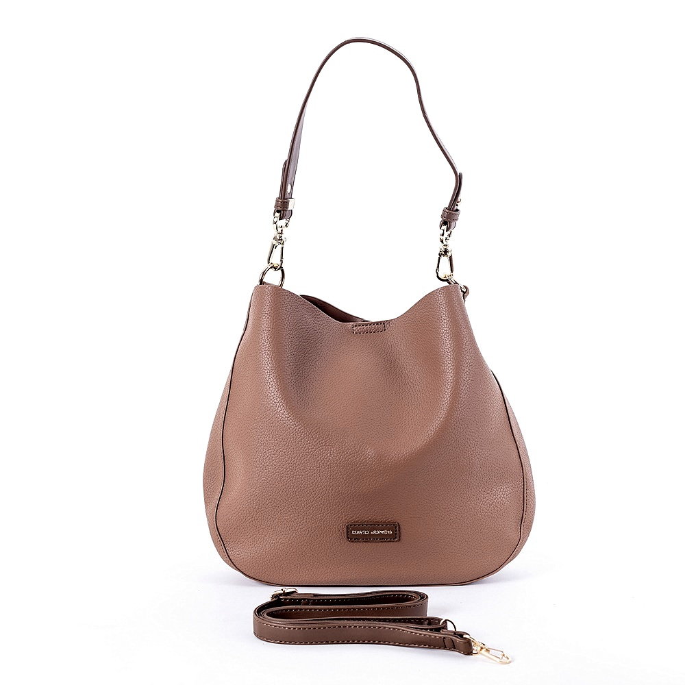 David Jones Paris Středně velká moderní kabelka na rameno i crossbody David Jones CM6561 hnědá