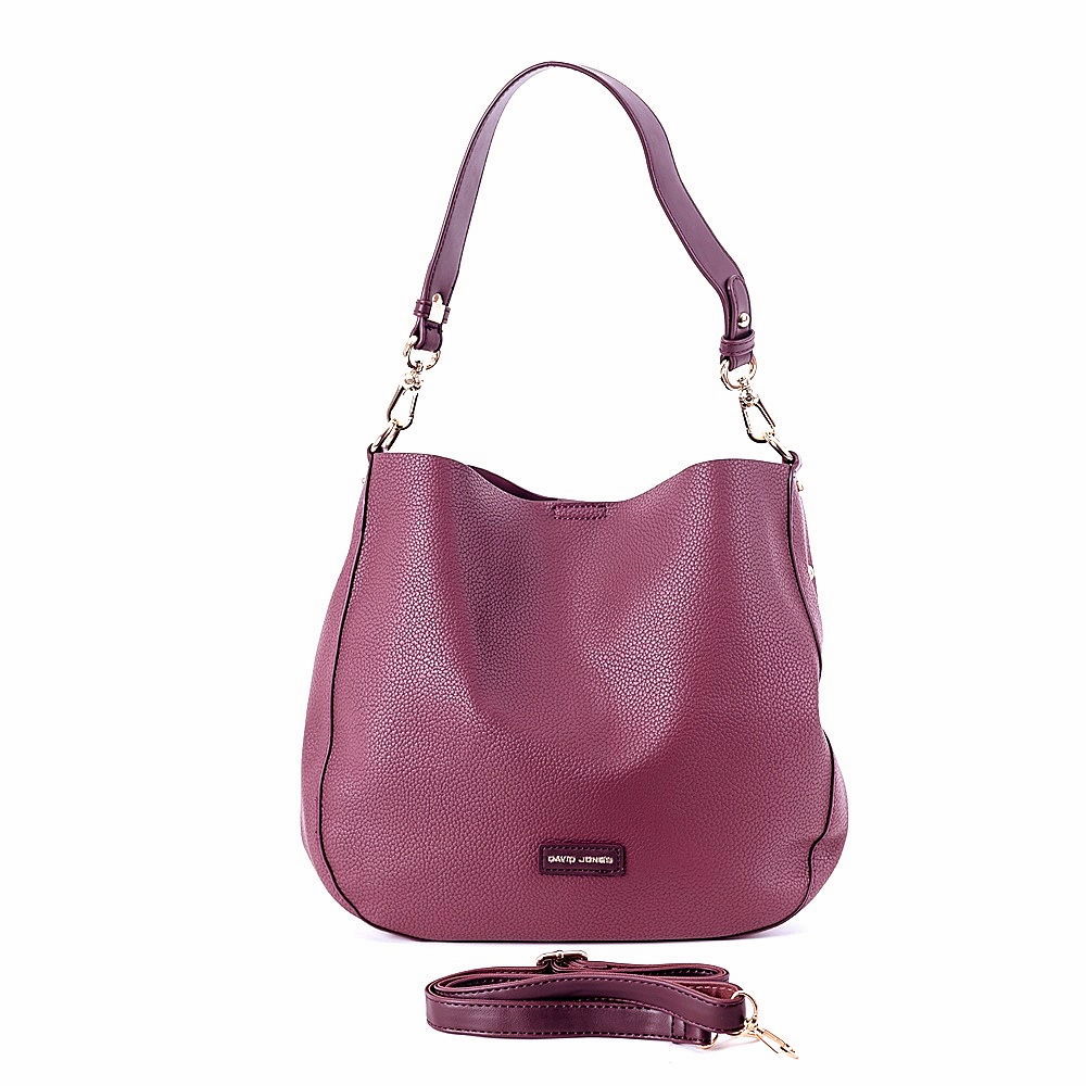 Středně velká moderní kabelka na rameno i crossbody David Jones CM6561 vínová