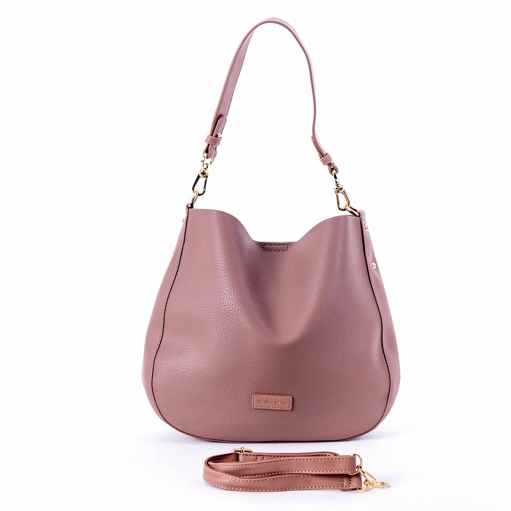 Středně velká moderní kabelka na rameno i crossbody David Jones CM6561 tmavěrůžová