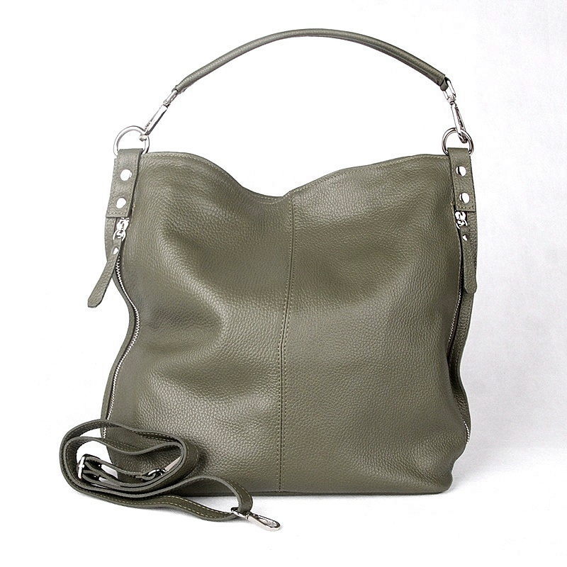 Vera Pelle Kožená kabelka na rameno i crossbody 7733 tmavězelená
