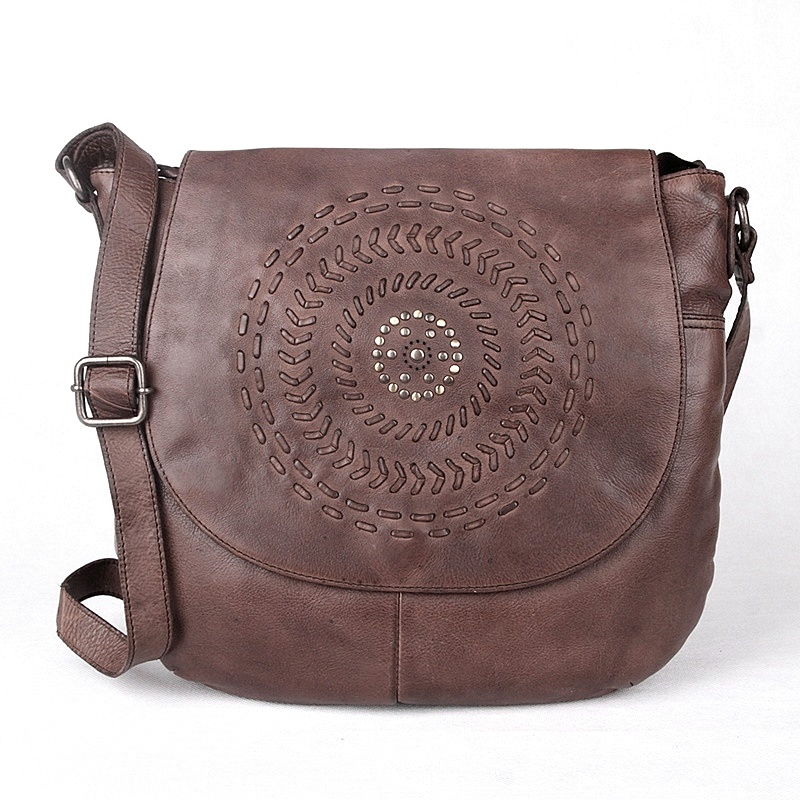 Luxusní  kožená crossbody kabelka/na rameno podél těla Gianni Conti 232 tmavěhnědá