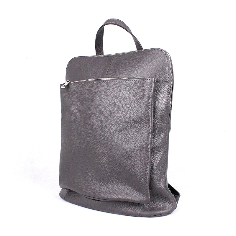 Kožený batoh/crossbody kabelka o obsahu cca. 7 l tmavěšedý