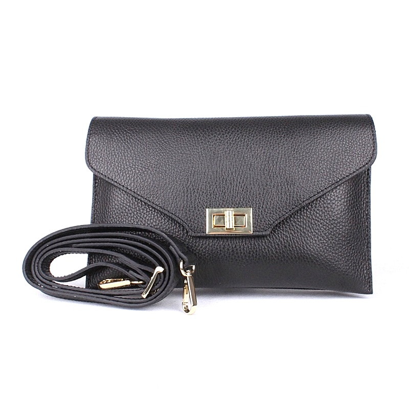 Borse in pelle Kožené tříoddílové černé psaníčko či crossbody kabelka Borso in Pelle 3111