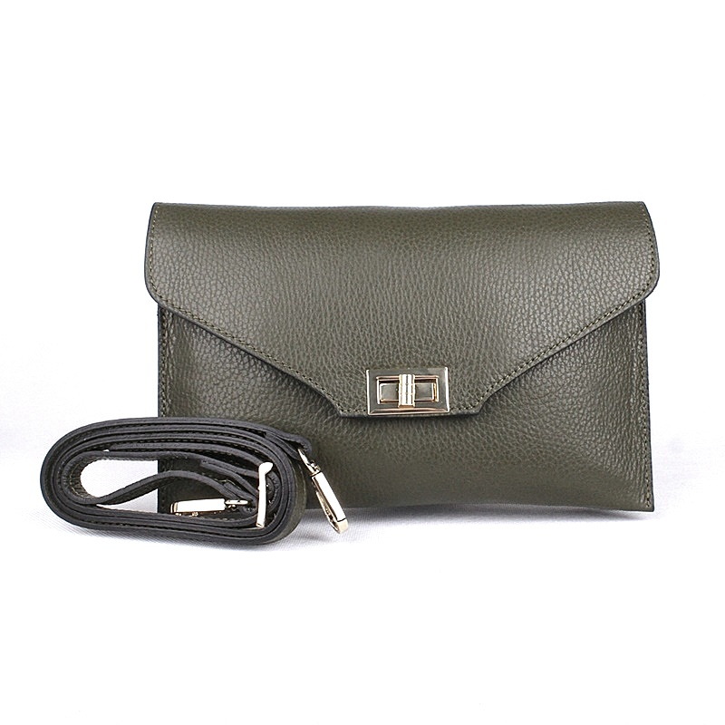 Borse in pelle Kožené tříoddílové tmavězelené psaníčko či crossbody kabelka Borso in Pelle 3111