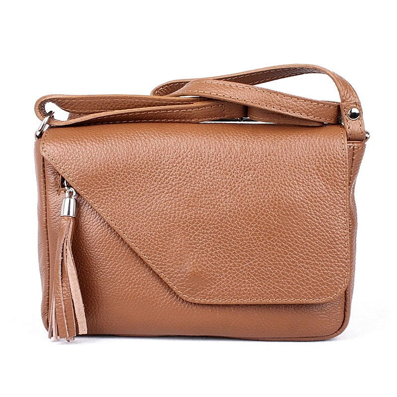 Vera Pelle Malá kožená crossbody kabelka no. 151 hnědá