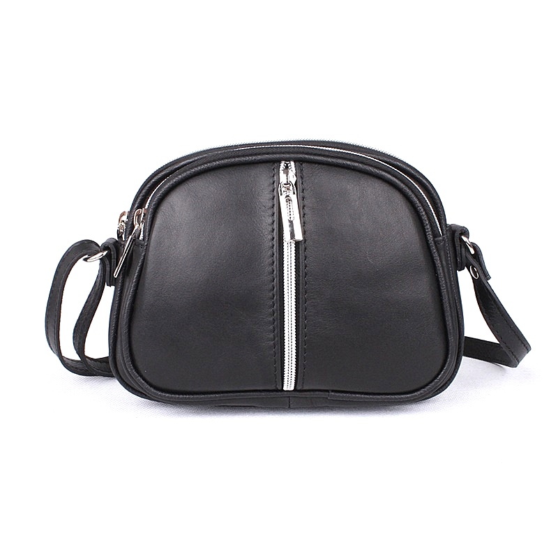 Malá kožená tříoddílová crossbody kabelka Vera Pelle no. 351 černá