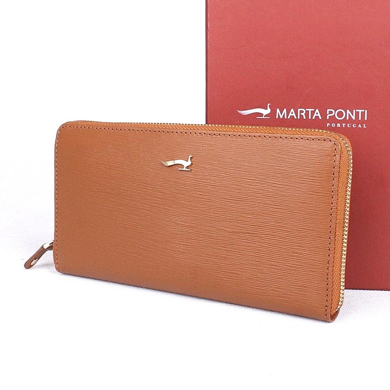 Luxusní celozipová kožená peněženka Marta Ponti P002 hnědá