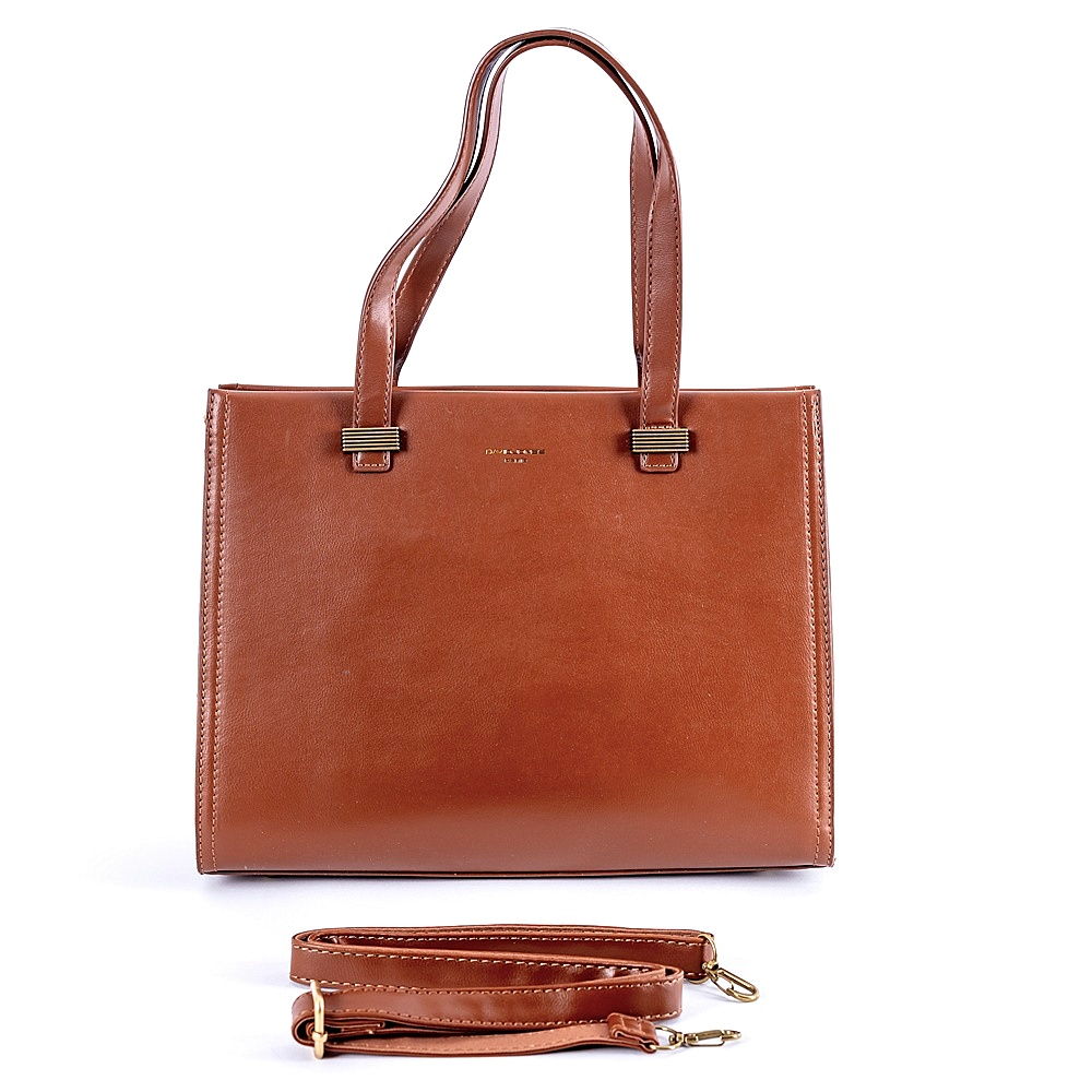 David Jones Paris Tříoddílová elegantní kabelka do ruky David Jones 6882-1 hnědá