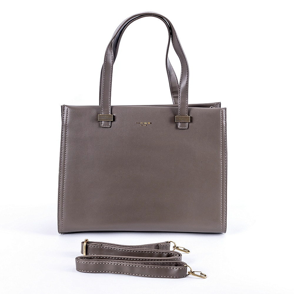 David Jones Paris Tříoddílová elegantní kabelka do ruky David Jones 6882-1 šedo-hnědá
