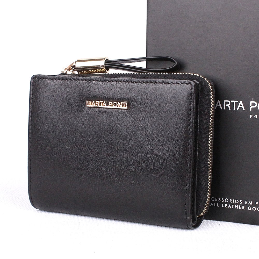 Menší kožená luxusní peněženka Marta Ponti no. 804 černá