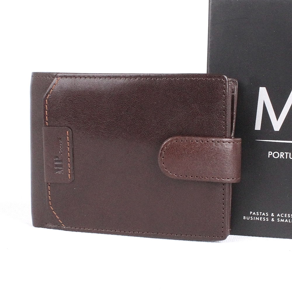 Luxusní hladká kožená peněženka Marta Ponti no. B640R + RFID tmavěhnědá