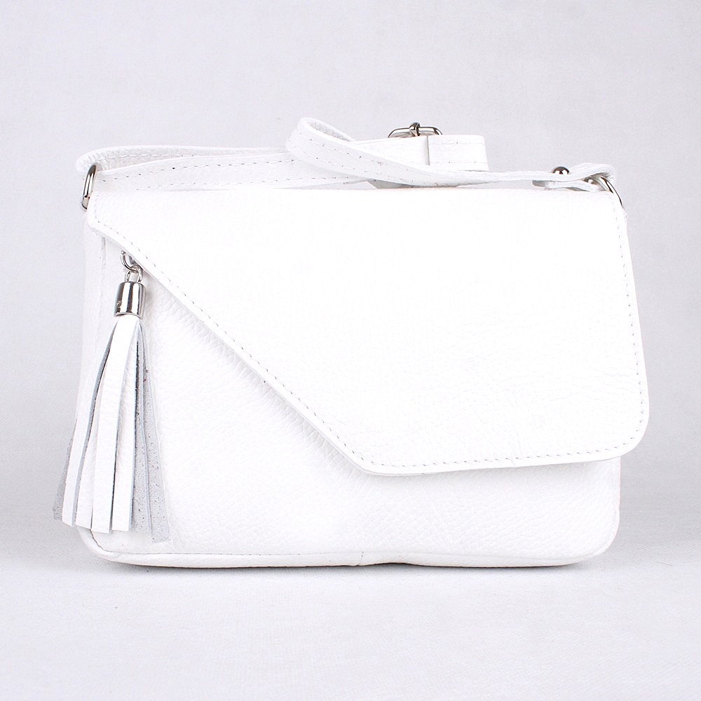 Vera Pelle Malá kožená crossbody kabelka no. 151 bílá
