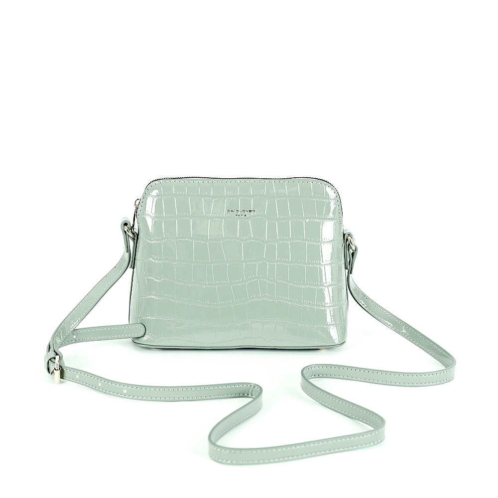 Malá lesklá crossbody kabelka David Jones 6916-1 světlezelená