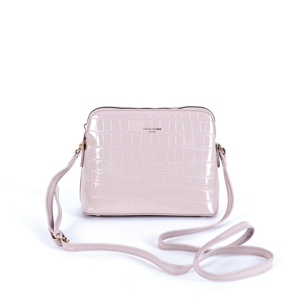 Malá lesklá crossbody kabelka David Jones 6916-1 světlerůžová