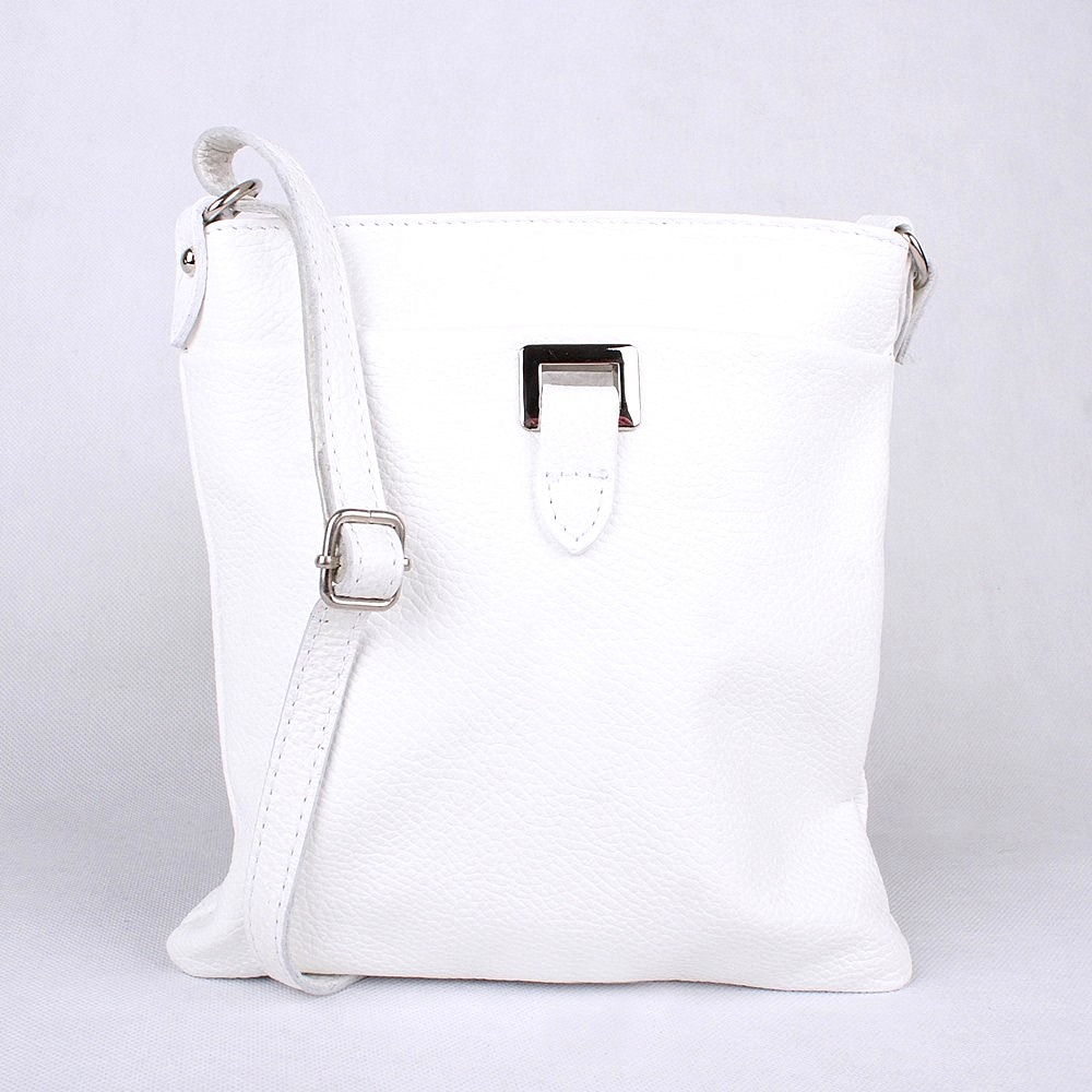Malá bílá kožená crossbody kabelka Vera Pelle no. 17