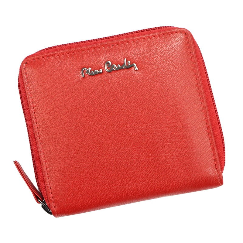 Malá kožená celozipová peněženka Pierre Cardin červená