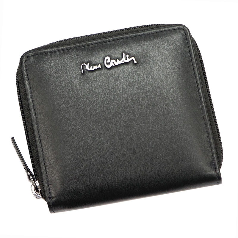 Malá kožená celozipová peněženka Pierre Cardin černá
