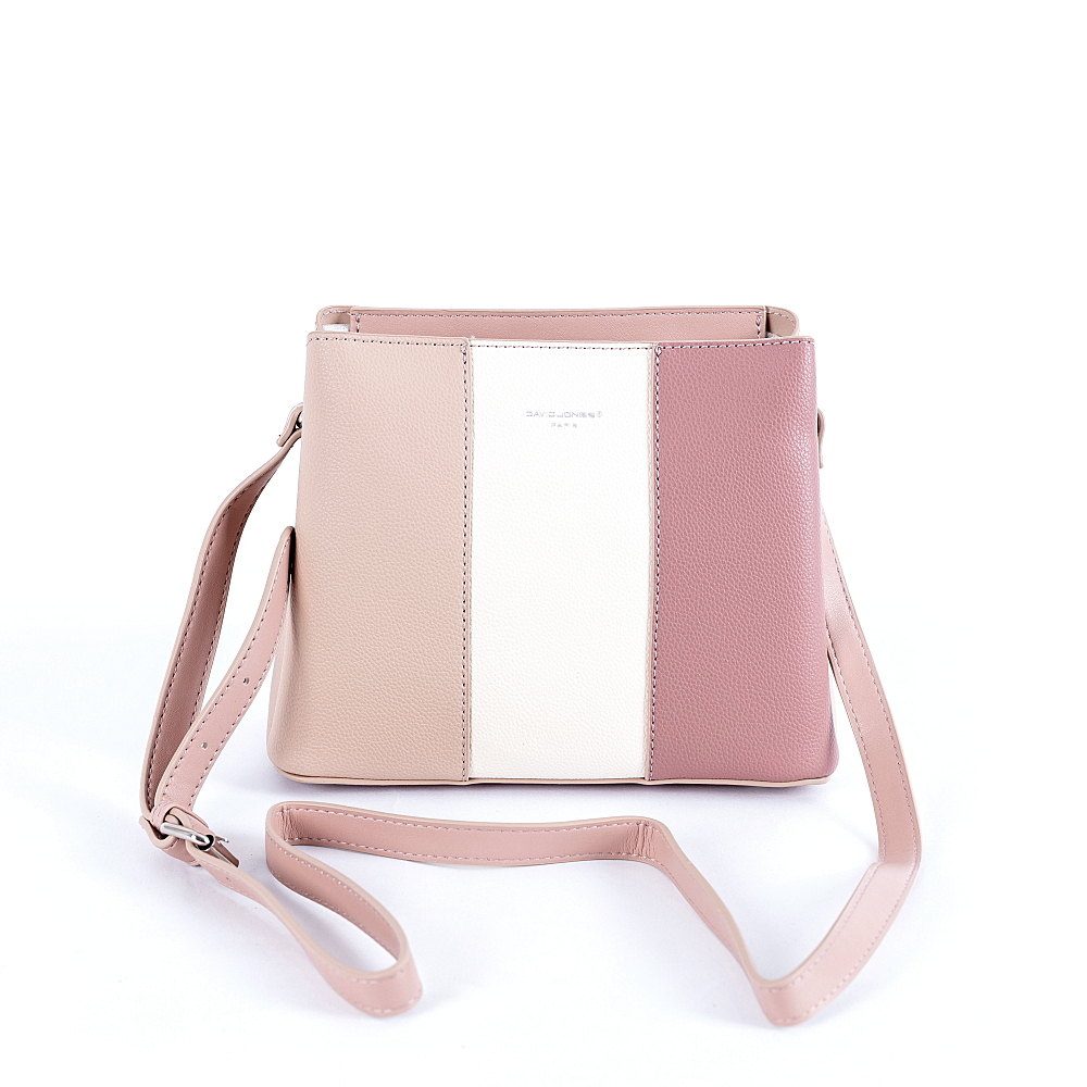 Tříoddílová crossbody kabelka David Jones 6939-1 světlerůžová | KabelkyproVas.cz