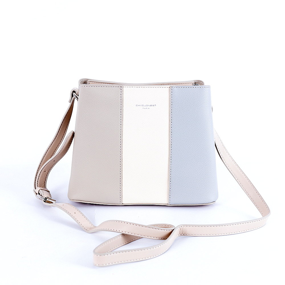 Tříoddílová crossbody kabelka David Jones 6939-1 světlešedá | KabelkyproVas.cz