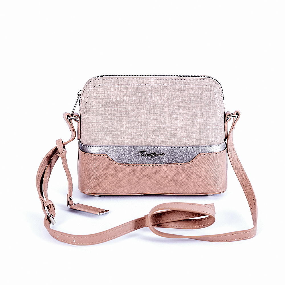 Malá pevná crossbody kabelka David Jones 6751-1 starorůžová