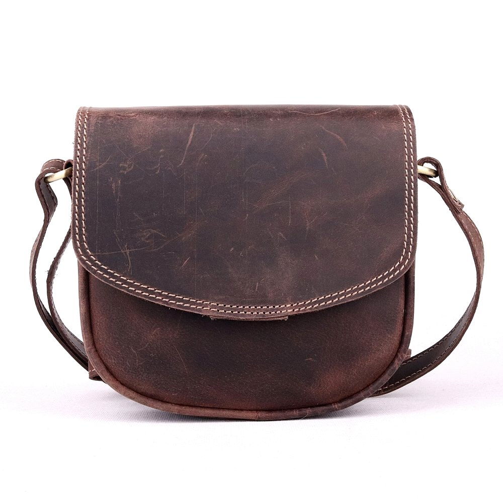 Pevná kožená crossbody kabelka HGL no. 962 hnědá | KabelkyproVas.cz