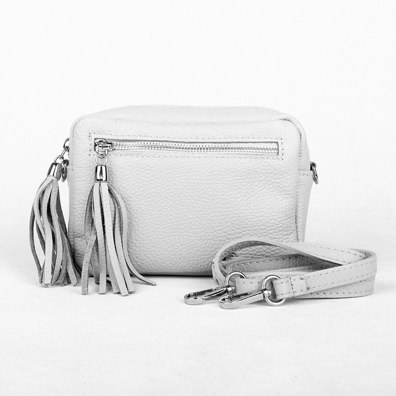 Malá kožená crossbody kabelka Vera Pelle no. 76 světlešedá | KabelkyproVas.cz