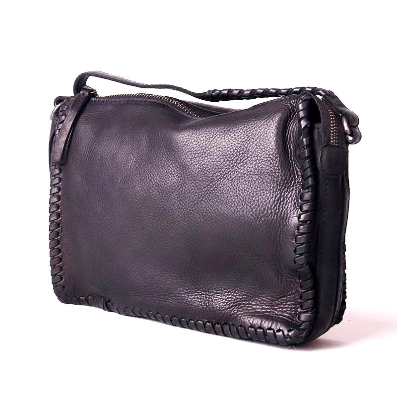 Malá/střední luxusní kožená crossbody kabelka Gianni Conti no. 675 černá