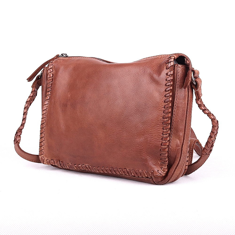 Malá/střední luxusní kožená crossbody kabelka Gianni Conti no. 675 hnědá