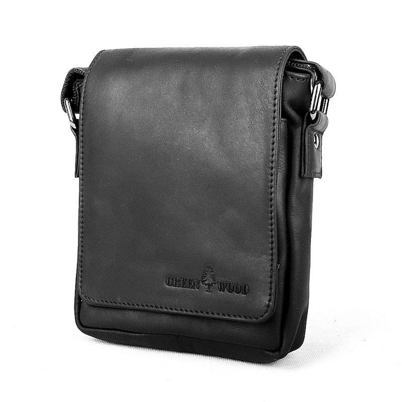 Malá pánská kožená crossbody taška GreenWood no. 1048 černá