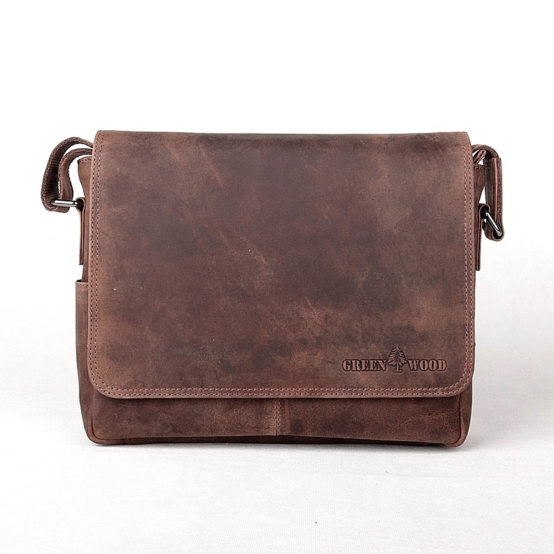 Středně velká kožená pánská crossbody taška GreenWood no. 113 hnědá