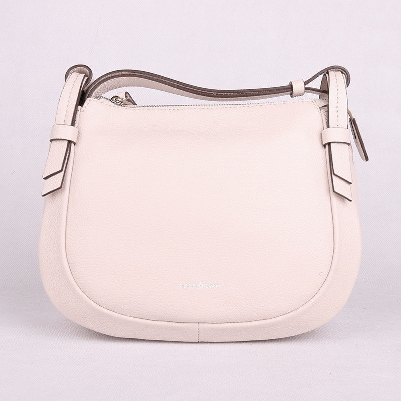 Malá/střední luxusní kožená crossbody kabelka Gianni Conti no. 903 krémová