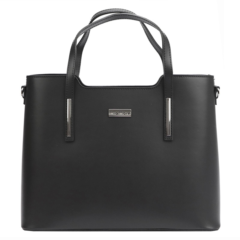 Velká kožená kabelka do ruky MiaMore no. 035D černá na formát A4 | KabelkyproVas.cz