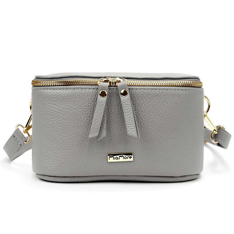 Dámská kožená ledvinka MiaMore no. 121 šedá - GOLD